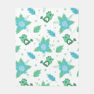 Flowers Birds Pattern Fleece Deken