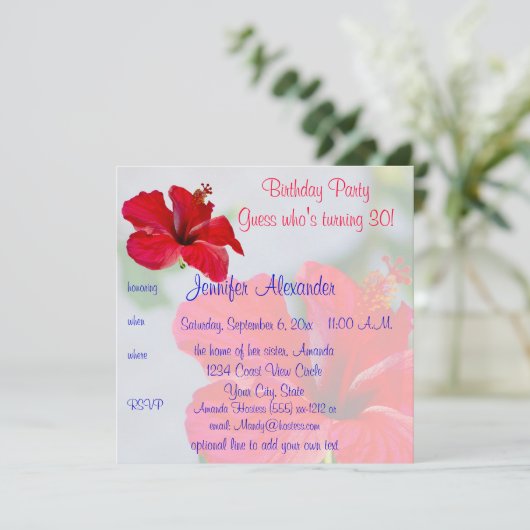 Flowers Birthday Party Kaart (Staand voorkant)