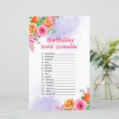 Flowers Birthday Word Scramble Game (Staand voorkant)