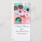 FLOWERS, BLAUWE BUTTERFLES BABY SHOWER FOTO-TEMPLA KAART (Achterkant)