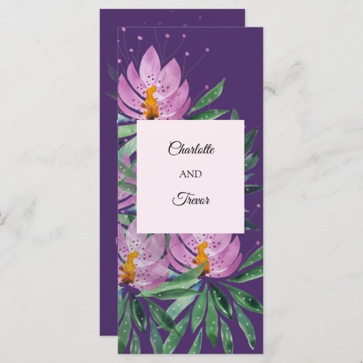 Flowers Bloom Violet Original Art Work Waterverf Kaart (Voorkant / Achterkant)