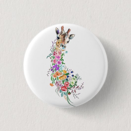 Flowers Bouquet Giraffe Button (Voorkant)