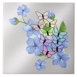 Flowers & Butterflies Ceramic Tile Tegeltje