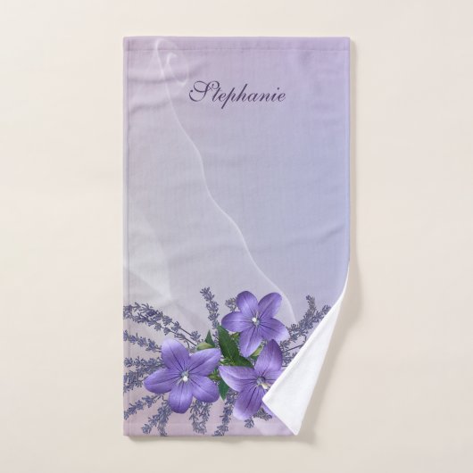 Flowers Campanula Lavender Light Paars Background Handdoek (Handdoek)