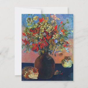 Flowers & Cats by Paul Gauguin, Vintage Fine Art