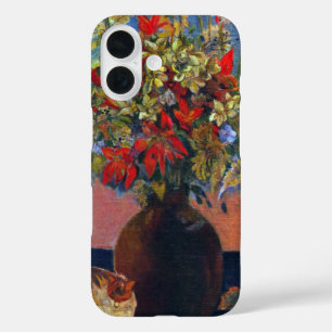 Flowers & Cats by Paul Gauguin, Vintage Fine Art iPhone 16 Hoesje