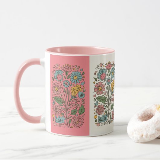 flowers coffee mug (Avec donut)