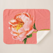 Flowers | Coral Peony Blossom Sherpa Deken (Voorkant (horizontaal))