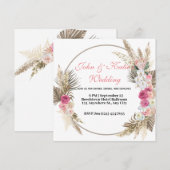 Flowers Crest | Rustic Kraft Circle Floral Wedding Kaart (Voorkant / Achterkant)