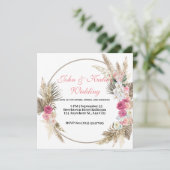 Flowers Crest | Rustic Kraft Circle Floral Wedding Kaart (Staand voorkant)