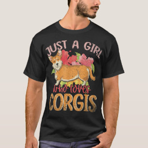 Flowers Cute Corgi Lover Girls Women Downer Cor T-shirt