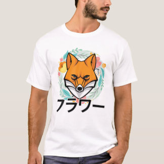 Flowers - Cute Kawaii Anime Fox - Japanse esthet T-shirt
