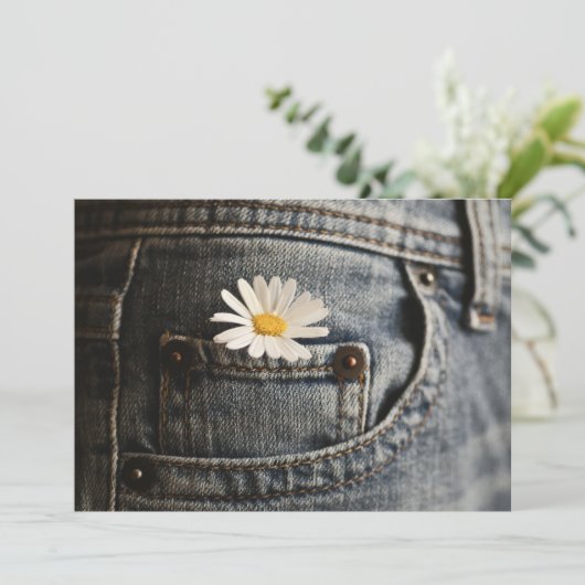 Flowers | Daisy in Jeans Pocket Bedankkaart (Staand voorkant)
