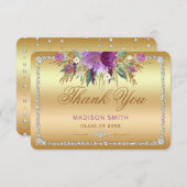 Flowers Diamonds Afstuderen Dank u Gold Aankondiging (Voorkant / Achterkant)