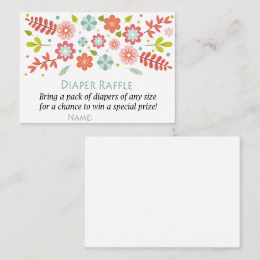Flowers Diaper Raffle Tickets (Voorkant / Achterkant)