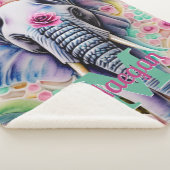 Flowers en Elephant Personalized Name Waterverf Sherpa Deken (3/4)