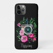  Flowers en Retro Camera Gepersonaliseerd Case-Mate iPhone Case (Achterkant)