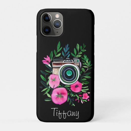 Flowers en Retro Camera Gepersonaliseerd Case-Mate iPhone Case (Achterkant)