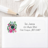 Flowers en Retro Camera Gepersonaliseerd Etiket (Insitu)