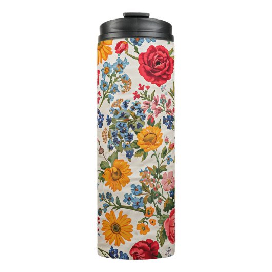 Flowers Everywhere, colorful design, Thermosbeker (Voorkant)
