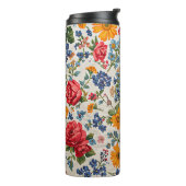 Flowers Everywhere, colorful design, Thermosbeker (Gedraaid links)