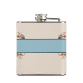 Flowers feathers toevoegen initiaal blauw heupfles (Achterkant)