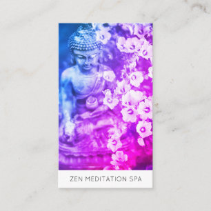 *~* Flowers Floral QR code Ombre Buddha Meditation Visitekaartje