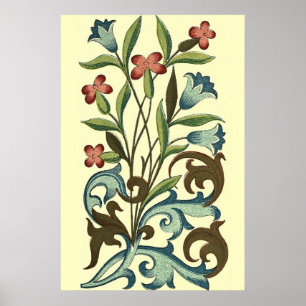 Flowers Floral Wallpaper Art Nouveau Pretty Poster