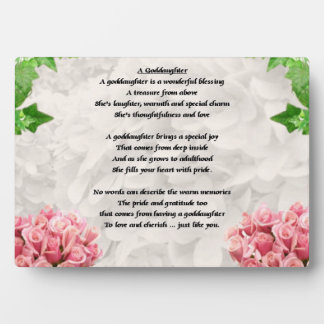 Flowers Goddochter Poem Plaque Fotoplaat
