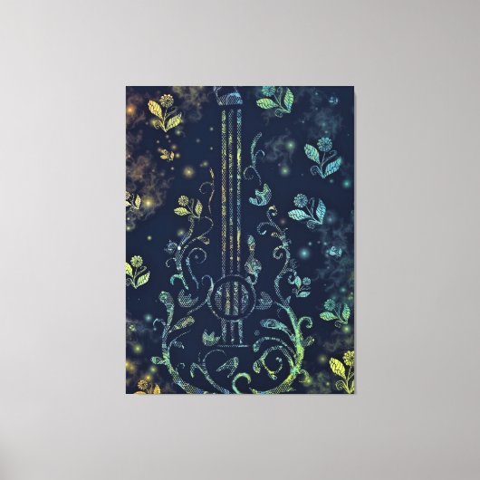 Flowers Guitar Art Canvas Print - Schilderen (Voorkant)