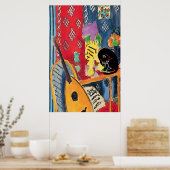 Flowers Guitar & Black Cat Poster (Keuken)
