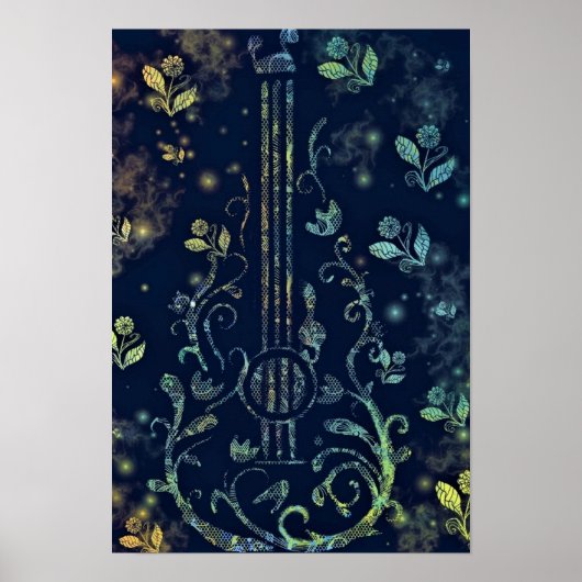 Flowers Guitar Poster Painting (Voorkant)