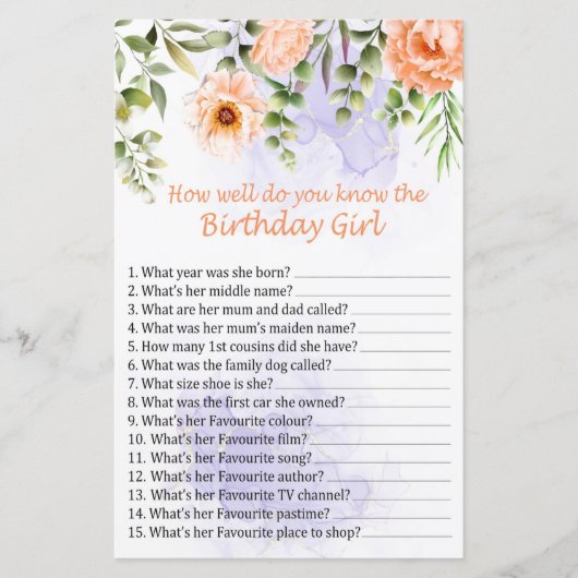 Flowers Hoe goed ken je het verjaardagsmeisje? (Voorkant)
