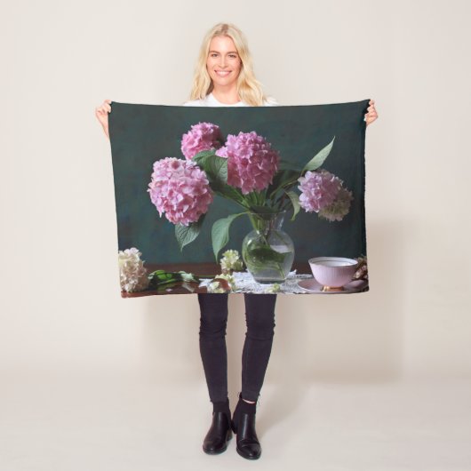 Flowers | Hydrangeas in Vase Fleece Deken (In situ)