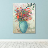 Flowers in a Turquoise Vase, c.1912 Canvas Afdruk (Insitu (Houten vloer))