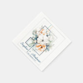 Flowers in Blue Cube-Frame: Wedding Napkins Servet (Hoek)