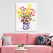 Flowers in Chinese Jar Canvas Afdruk (Insitu (Woonkamer))
