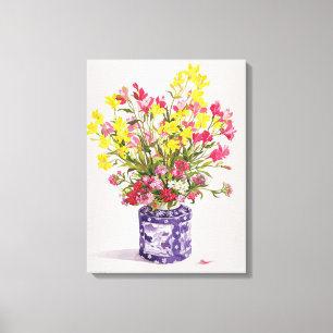 Flowers in Chinese Jar Canvas Afdruk