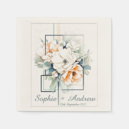 Flowers in Cube-Frame:Personalized Wedding Napkins Servet
