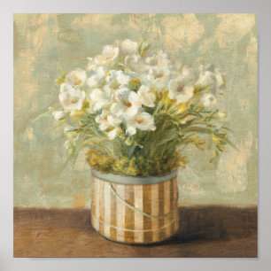 Flowers in Hat Box Poster