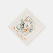 Flowers in orange Cube-Frame: Wedding Napkins Servet (Hoek)