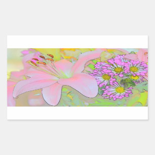 Flowers kleurrijk rechthoekige sticker
