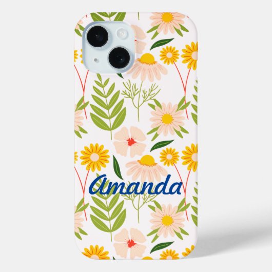 Flowers & Leaves Garden Pattern Case-Mate iPhone Case (Achterkant)