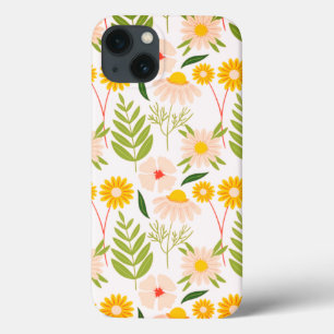 Flowers & Leaves Garden Pattern iPhone 13 Hoesje