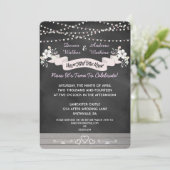 Flowers & Lights Chalkboard Post Wedding Invite Kaart (Staand voorkant)