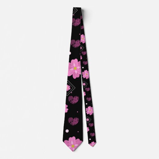 Flowers Love Valentijn Pattern Stropdas (Voorkant)