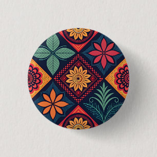 Flowers Magic Pattern Ronde Button 3,2 Cm