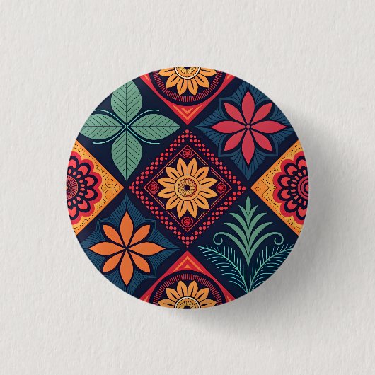 Flowers Magic Pattern Ronde Button 3,2 Cm (Voorkant)