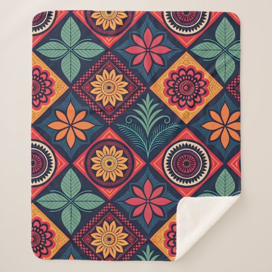 Flowers Magic Pattern Sherpa Deken (Voorkant)