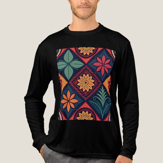 Flowers Magic Pattern Tri-Blend Shirt (Voorkant volledig)